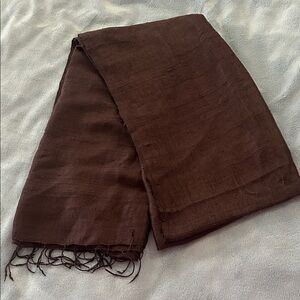 Brown silk Fringed Scarf